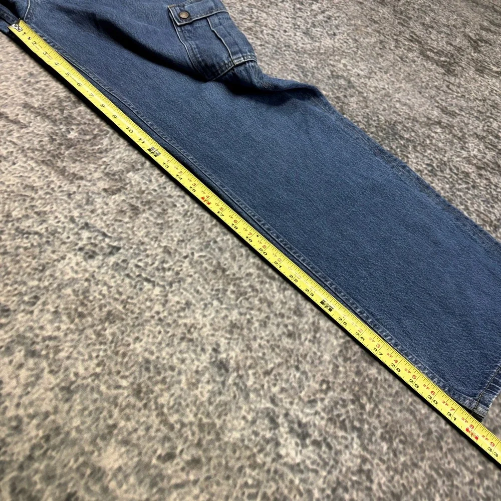 Nautica Cargo Jeans Mens 36x32 Blue Baggy Wide Leg Utility Skater VTG Y2K